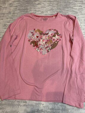 NWOT Mini Boden Pink Woodland Animal Heart Tee 11-12Y